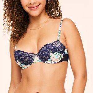 Adore Me Mathilda Floral Balconette Bra 34B Preowned Padless Fairy Core